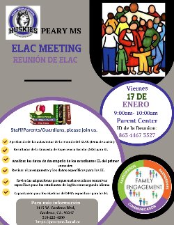 Familias Husky, ¡únanse a nosotros en nuestra primera reunión ELAC del año!